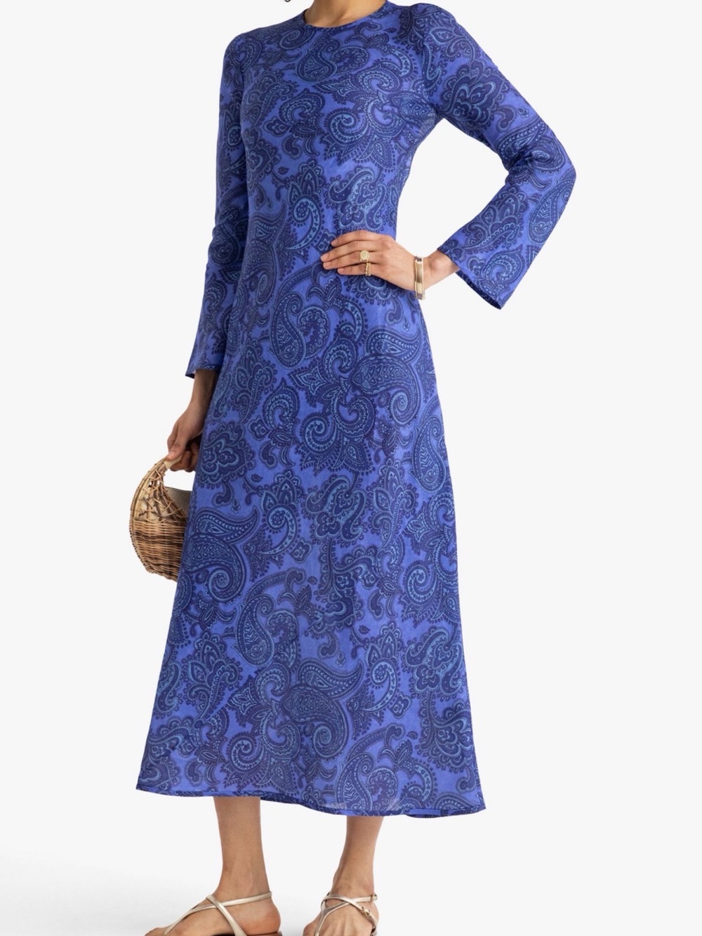 Zimmermann Royal Blue Paisley Long Sleeve Maxi Dress